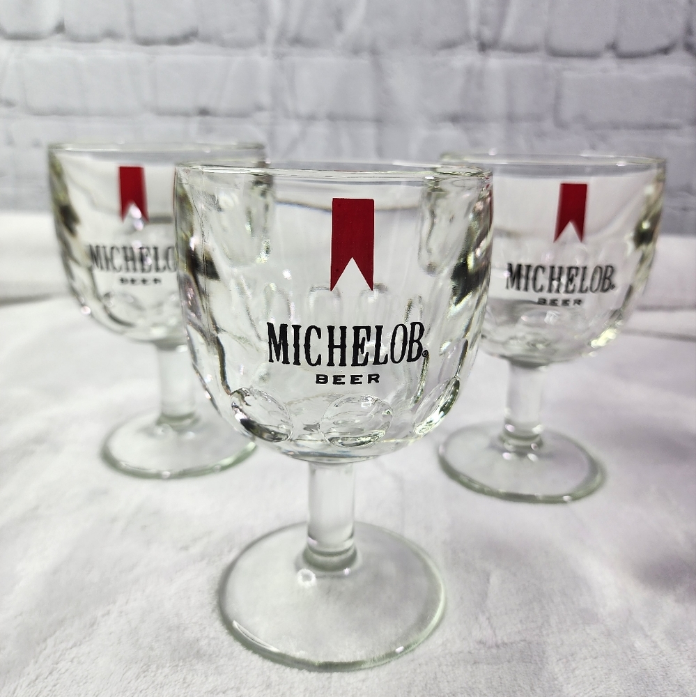 Vintage Michelob goblets thumb print set of 3